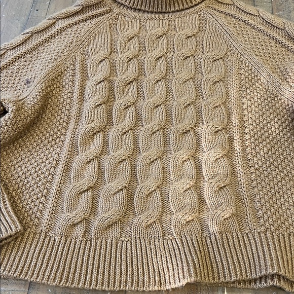 Gap caramel cable knit turtleneck sweater small boxy cozy oversized - Picture 2 of 8